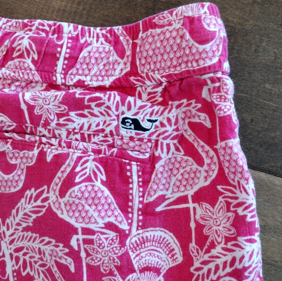 VINEYARD VINES women's Linen Blend bright pink whale 3" shorts - S - Picture 5 of 8